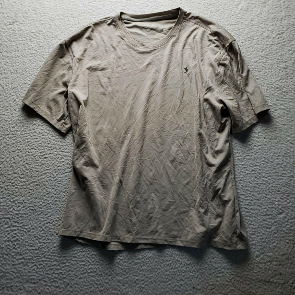 Nautica Shirt Mens 2XL Beige Solid Crewneck Logo Basic Tee Tagless Jersey